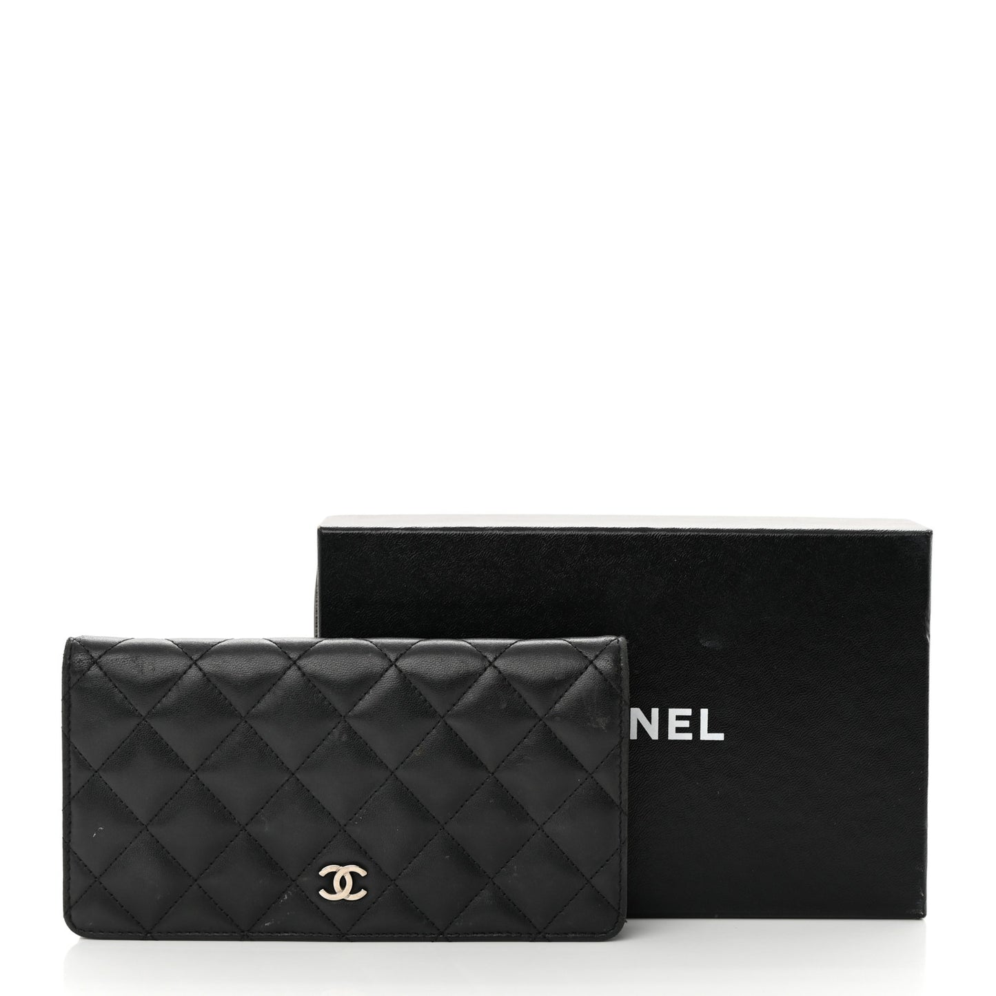 Lambskin Quilted Yen Wallet Black
