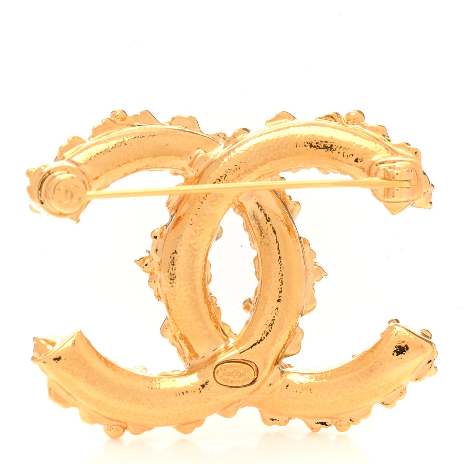 Chanel Metal Crystal Strass CC Brooch Gold 3 of 5