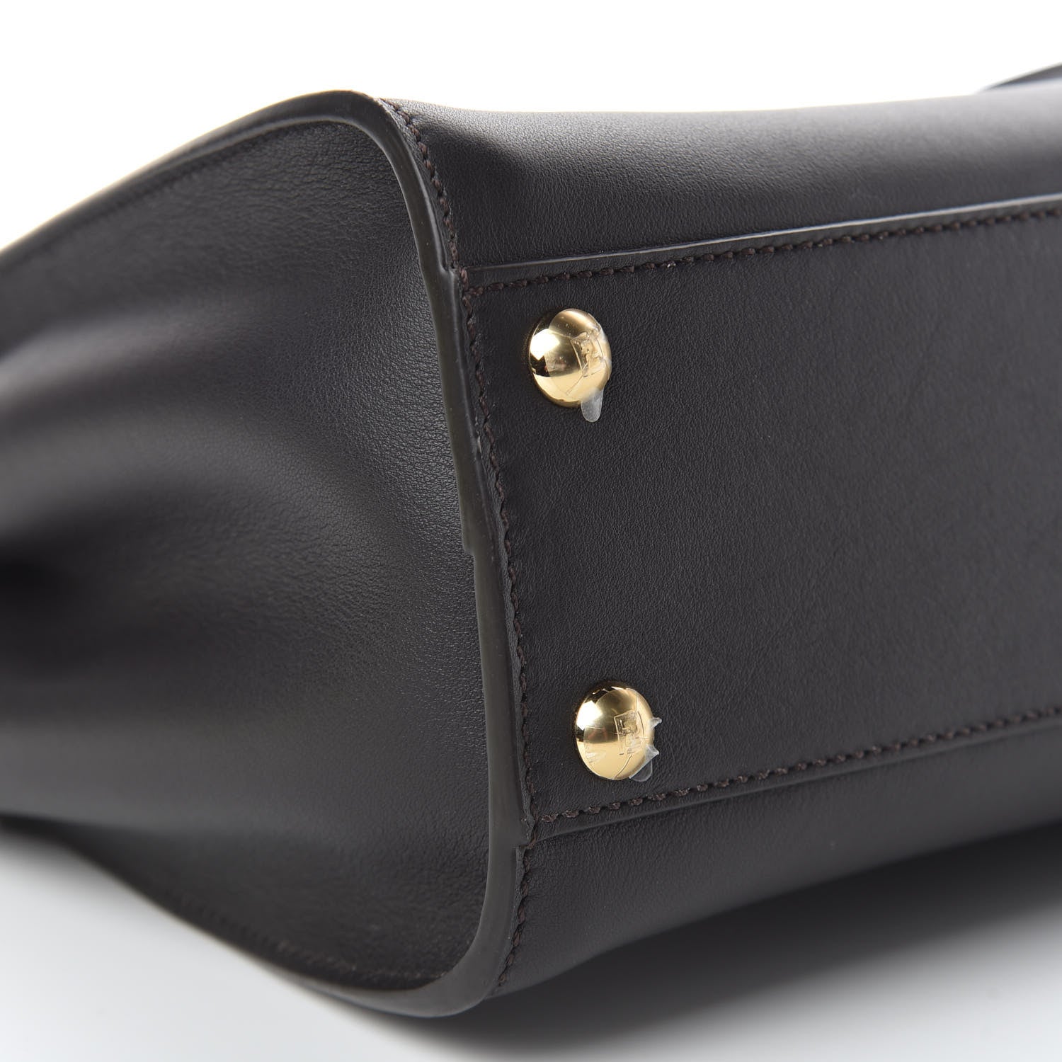 Fendi Vitello Seta Nabuk Pequin Mini Peekaboo Iconic Satchel Ebano Tobacco Moro 5 of 11