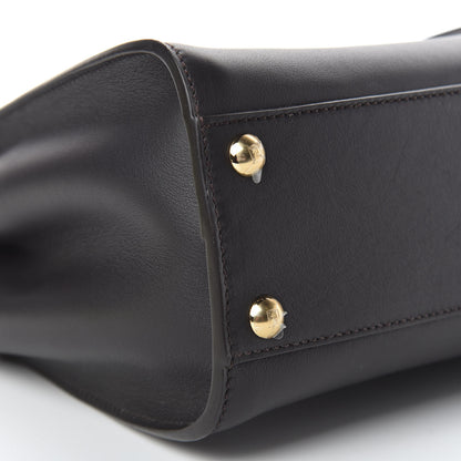 Fendi Vitello Seta Nabuk Pequin Mini Peekaboo Iconic Satchel Ebano Tobacco Moro 5 of 11