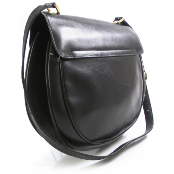 Leather Signature Shoulder Bag Black