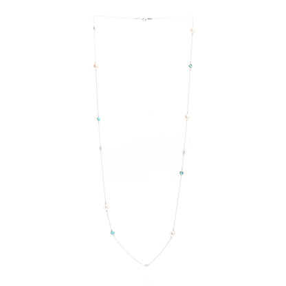 Tiffany Sterling Silver Diamond Pearl Turquoise Elsa Peretti Color By The Yard Sprinkle Necklace 3 of 4