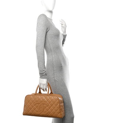 Chanel Caviar Quilted Large Bowler Bag Beige 2 of 12