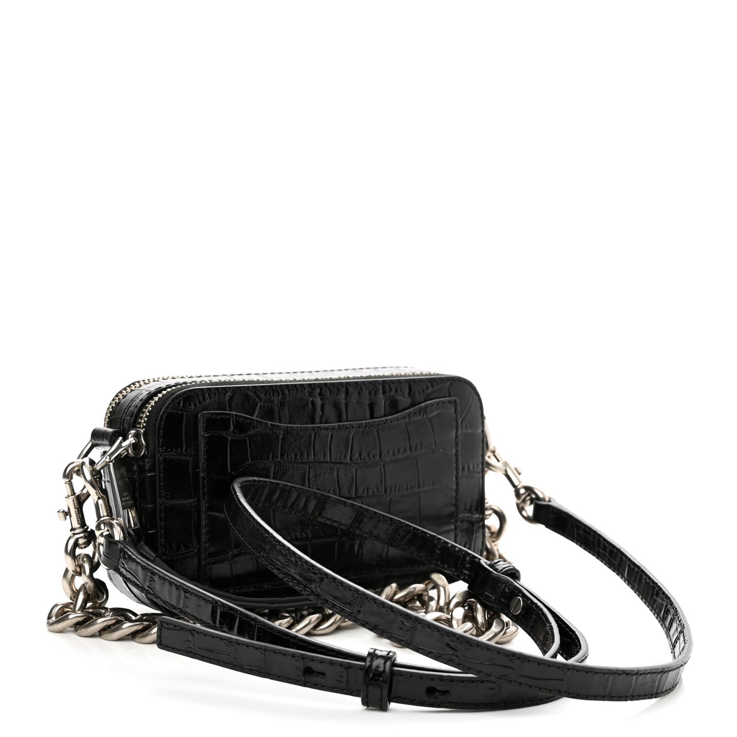 Croc Embossed Snapshot Camera Bag Black