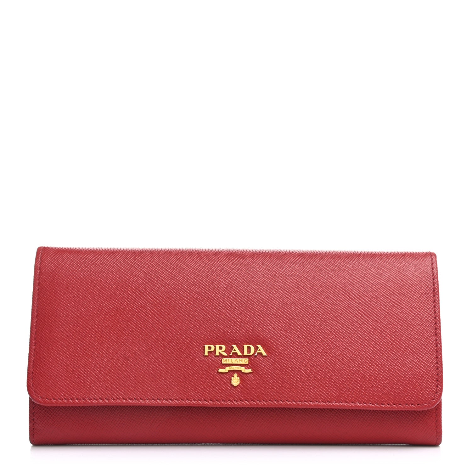 Prada Saffiano Metal Continental Flap Wallet Fuoco 2 of 12