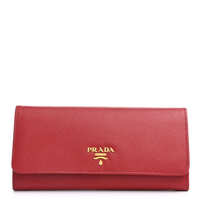 Prada Saffiano Metal Continental Flap Wallet Fuoco 2 of 12