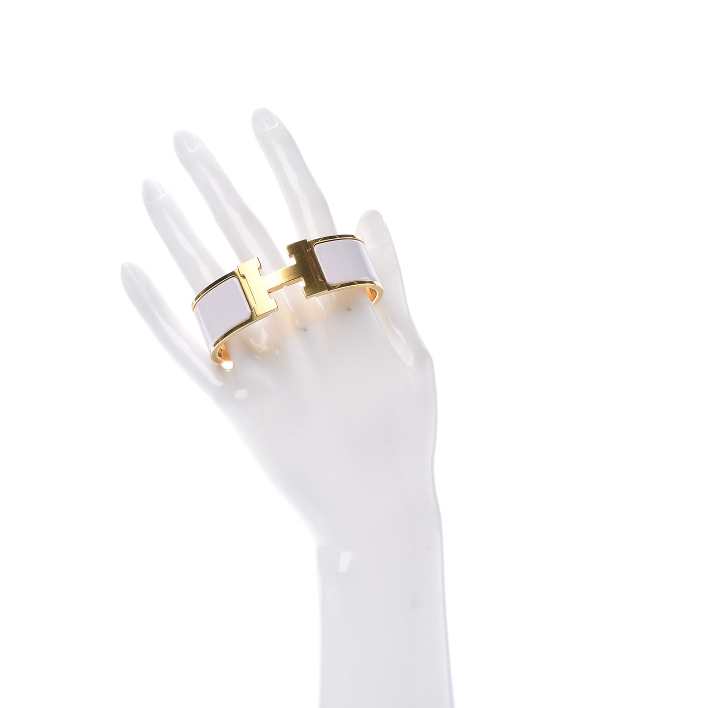 Enamel Wide Clic Clac H Bracelet GM White