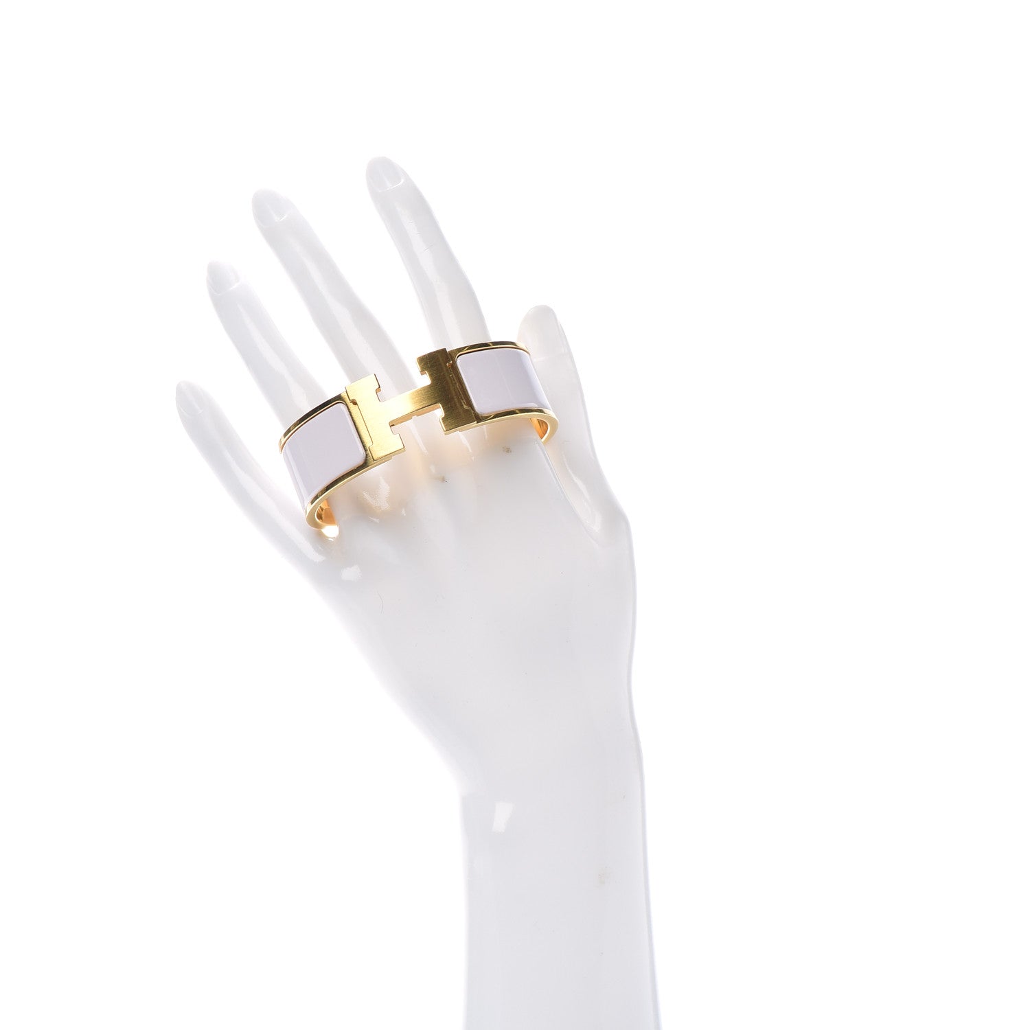 Hermes Enamel Wide Clic Clac H Bracelet GM White 2 of 4