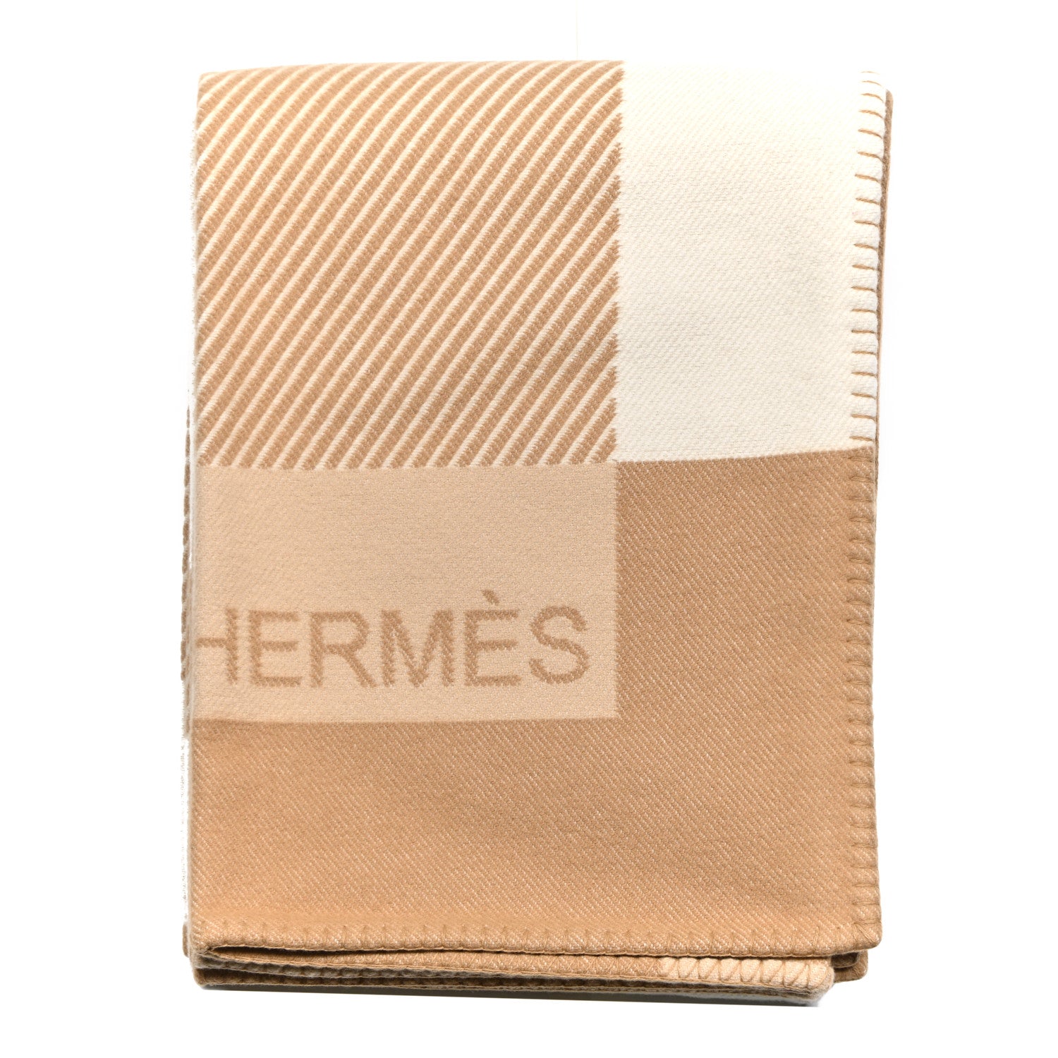 Hermes Wool Cashmere H Riviera Blanket Sable 1 of 3