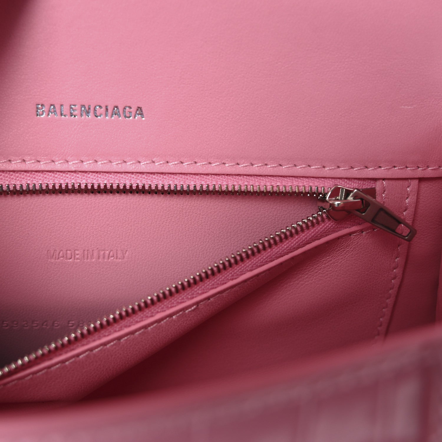 Balenciaga Shiny Calfskin Crocodile Embossed Small Hourglass Top Handle Bag Candy Pink 7 of 11