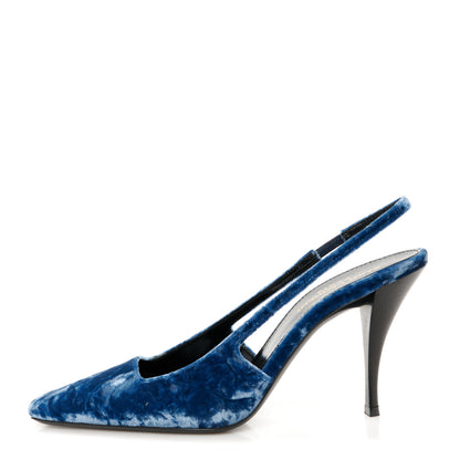Saint Laurent Velvet Tom 90 Dream Slingback Pumps 36.5 Denim 1 of 10