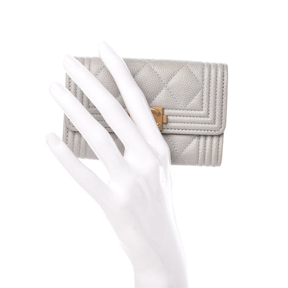 Chanel Caviar Quilted Boy Card Holder Wallet Grey 2 of 8
