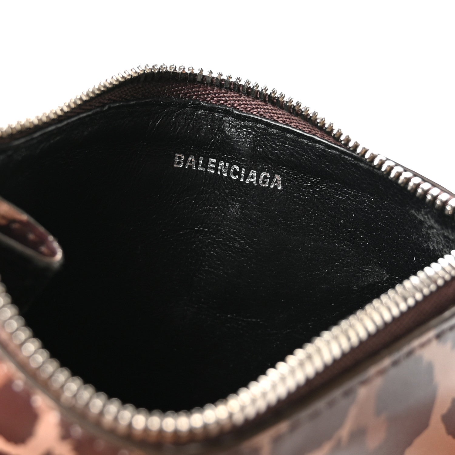 Balenciaga Calfskin Logo Leopard Print Cash Long Coin Card Holder Balenciaga Calfskin Logo Leopard Print Cash Long Coin Card Holder