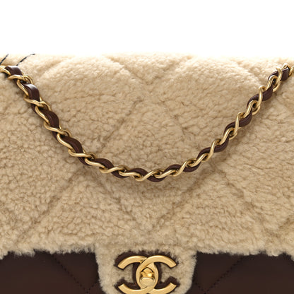 Chanel Shearling Lambskin Quilted Furry Coco Flap Beige Dark Brown 8 of 11