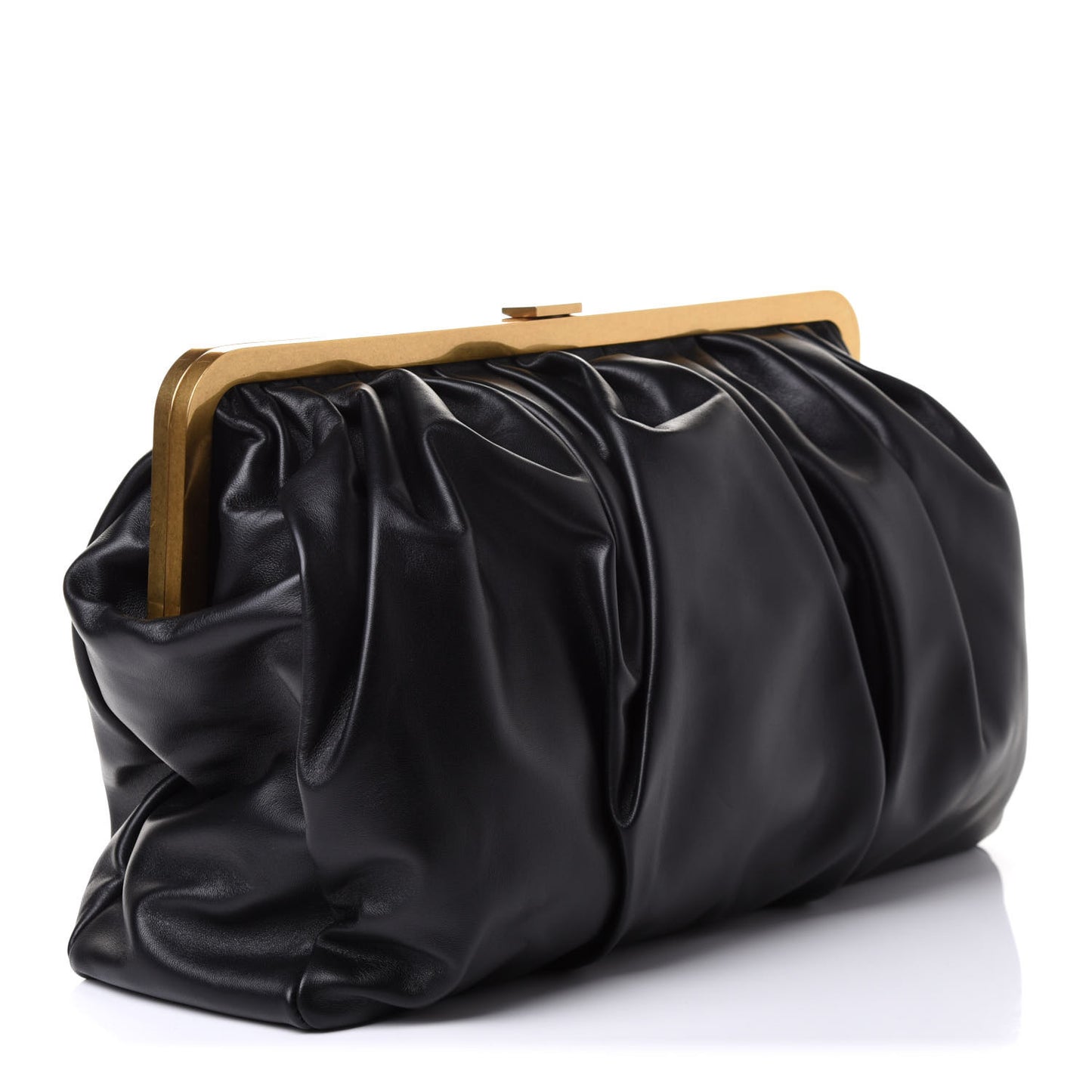Lambskin Wave Frame Clutch Black