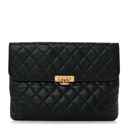 Chanel Caviar Quilted Medium Golden Class Pouch Black 1 of 7