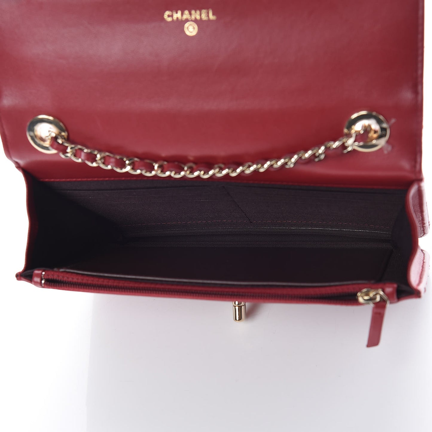 Lambskin Quilted Trendy CC Wallet On Chain WOC Dark Red