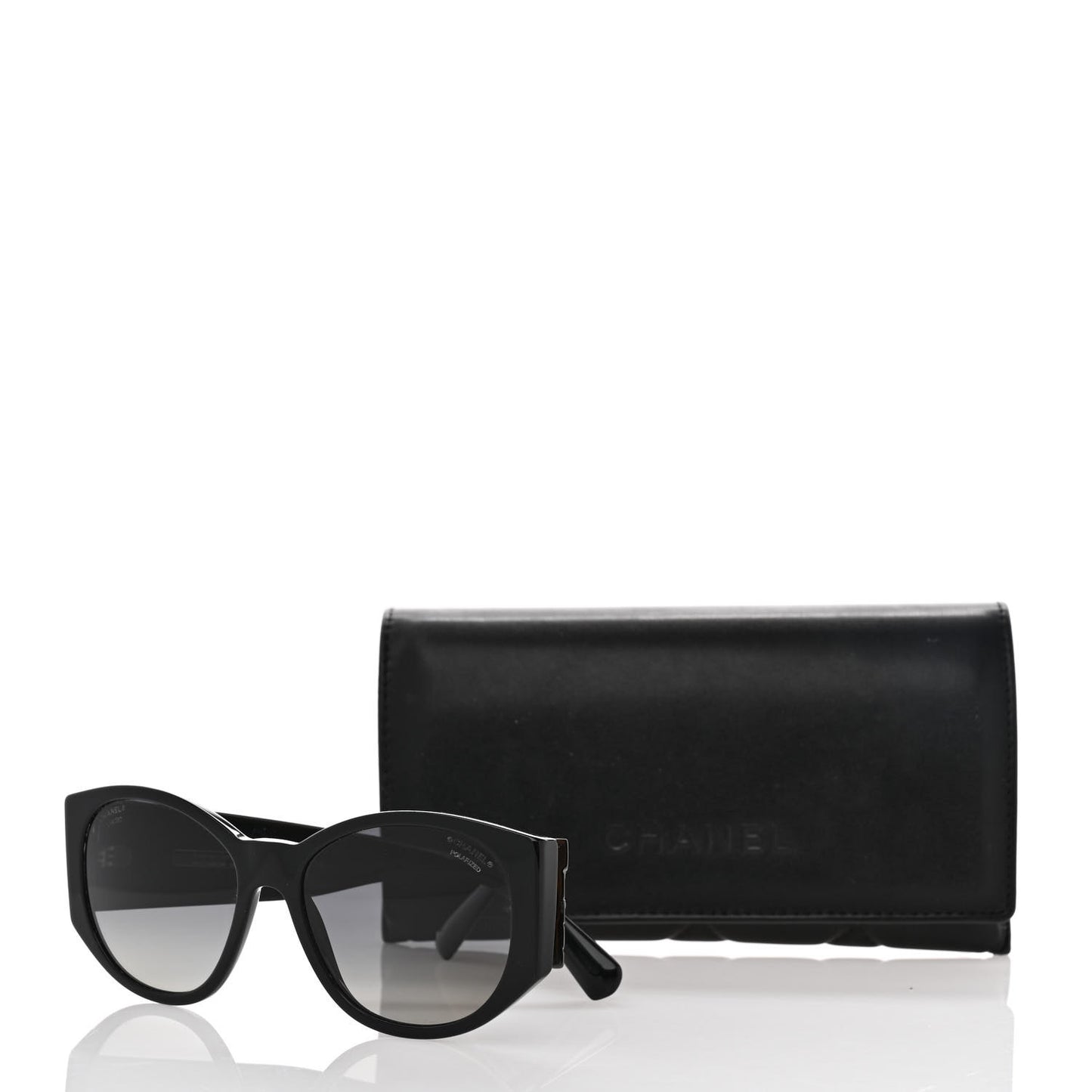 Acetate Polarized Oval Sunglasses 5411-A Black
