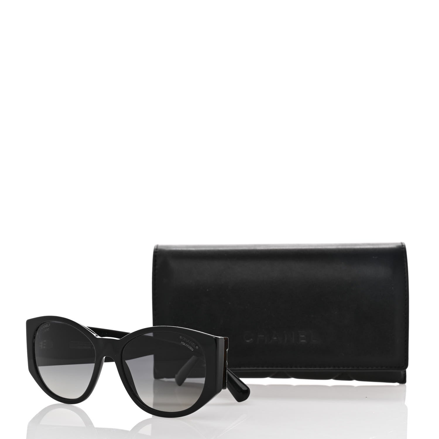 Chanel Acetate Polarized Oval Sunglasses 5411-A Black 8 of 8