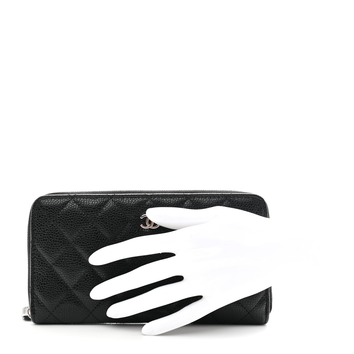 Caviar Quilted Large Gusset Zip Around Wallet Black