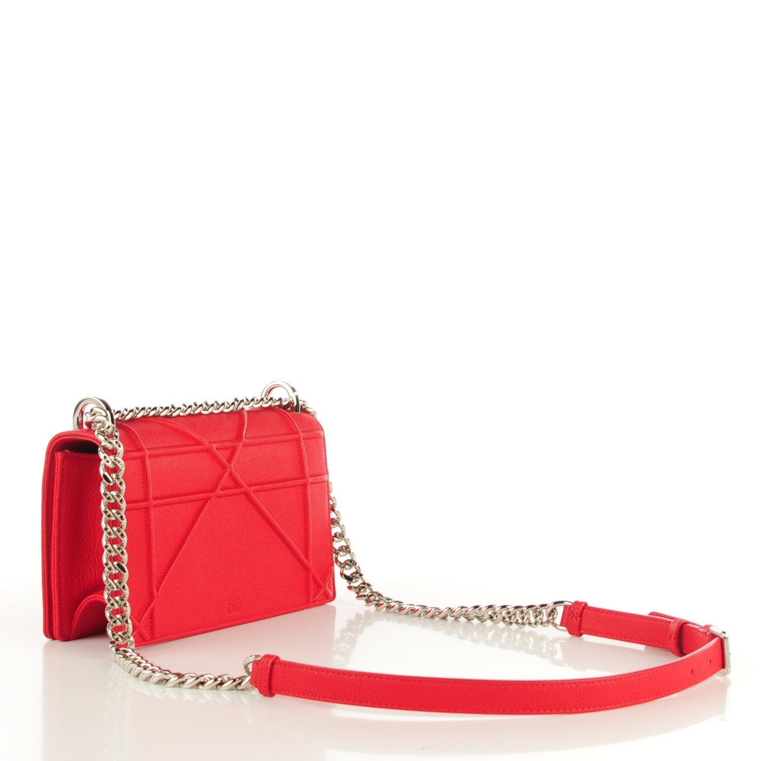 Christian Dior Grained Calfskin Small Diorama Flap Bag Red 3 of 8