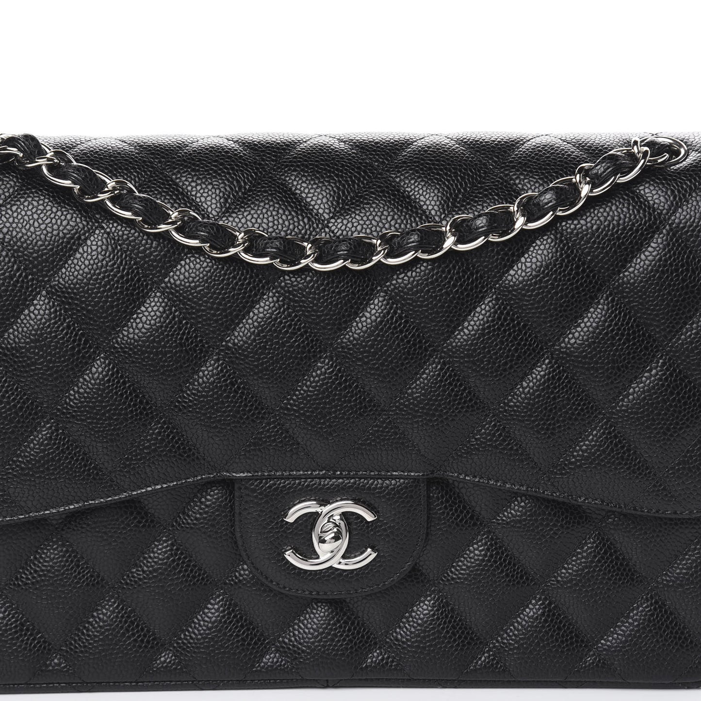 Caviar Quilted Jumbo Double Flap Black