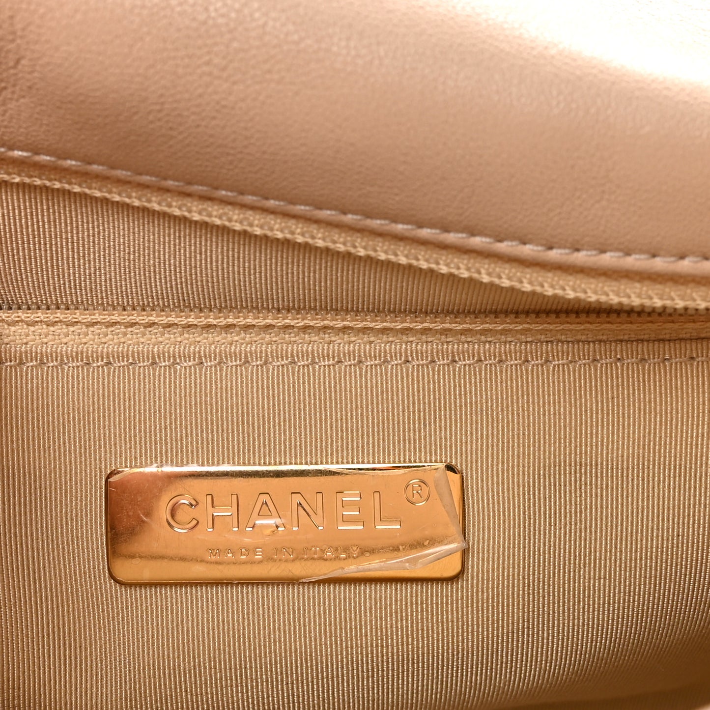 Lambskin Quilted Medium Chanel 19 Flap Beige