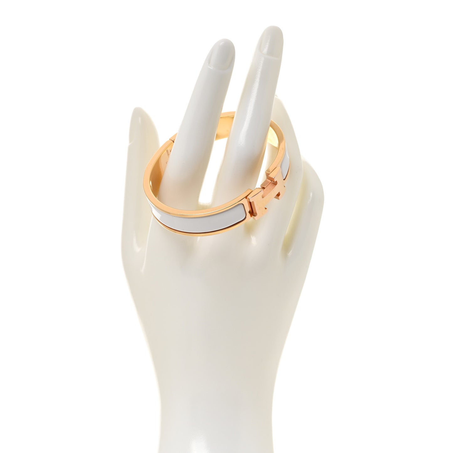 Enamel Narrow Clic Clac H Bracelet PM White