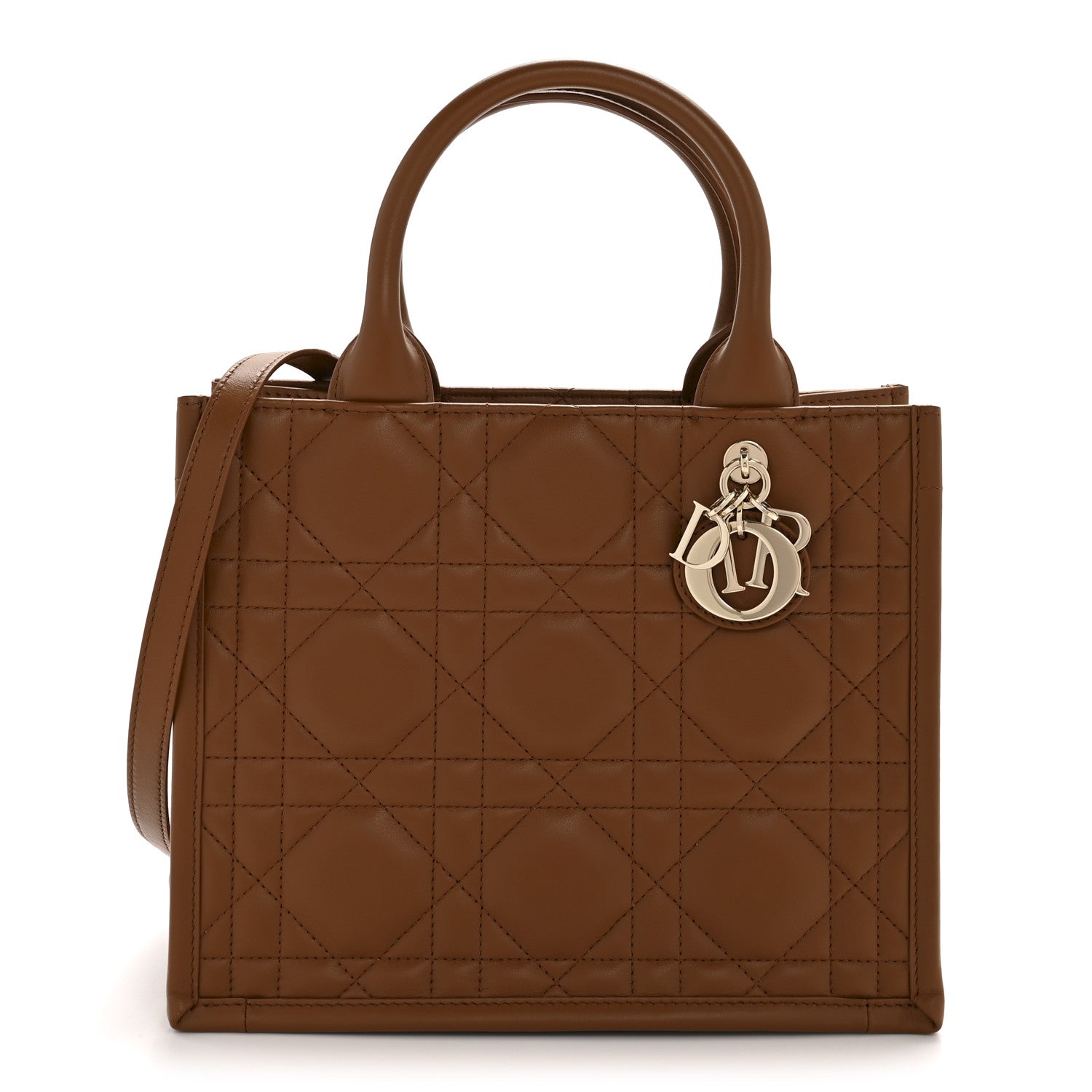 Christian Dior Calfskin Macro Cannage Small Book Tote Golden Saddle 1 of 11