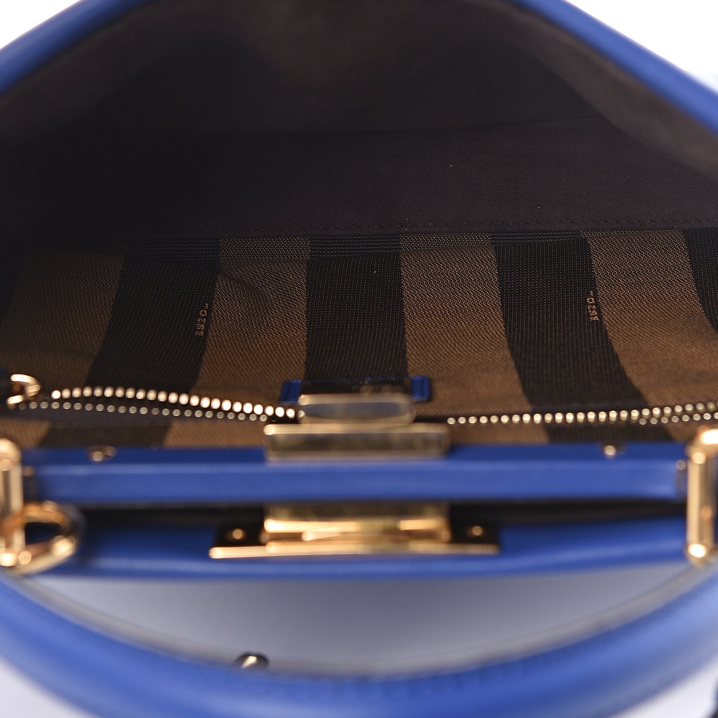 Vitello Morgan Fabric Jacquard Pequin Medium Peekaboo Iconic Satchel Blue Neon Tobacco