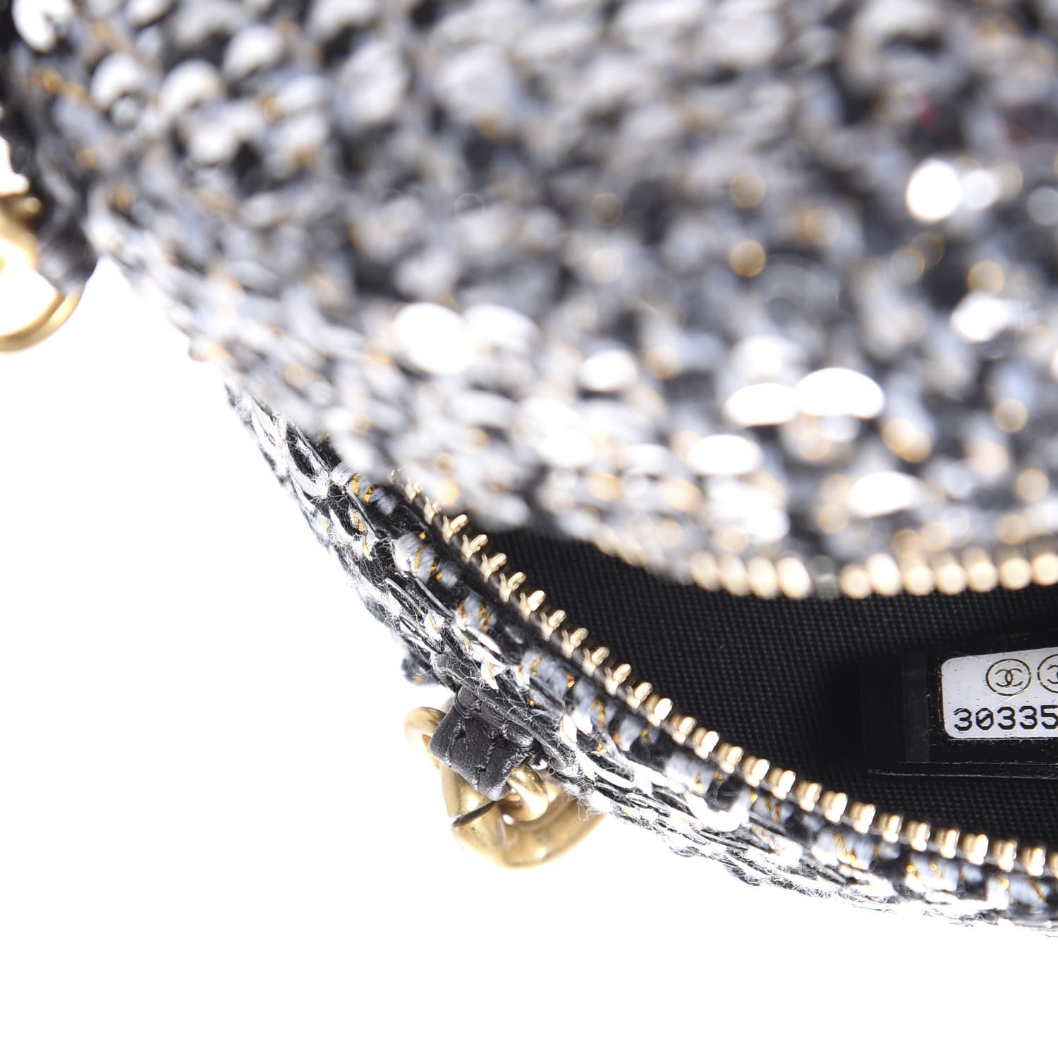 Chanel Sequin 19 Round Clutch With Chain Silver Black 9 of 11