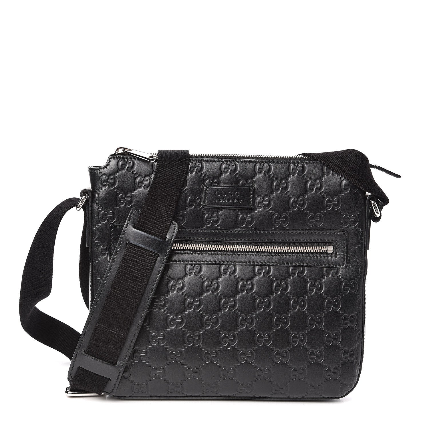 Gucci Guccissima Signature Small Messenger Bag Black 1 of 10