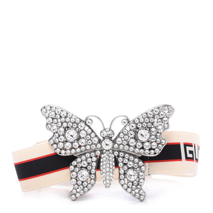 Gucci Jacquard Crystal Stripe Butterfly Belt 75 30 White 1 of 6