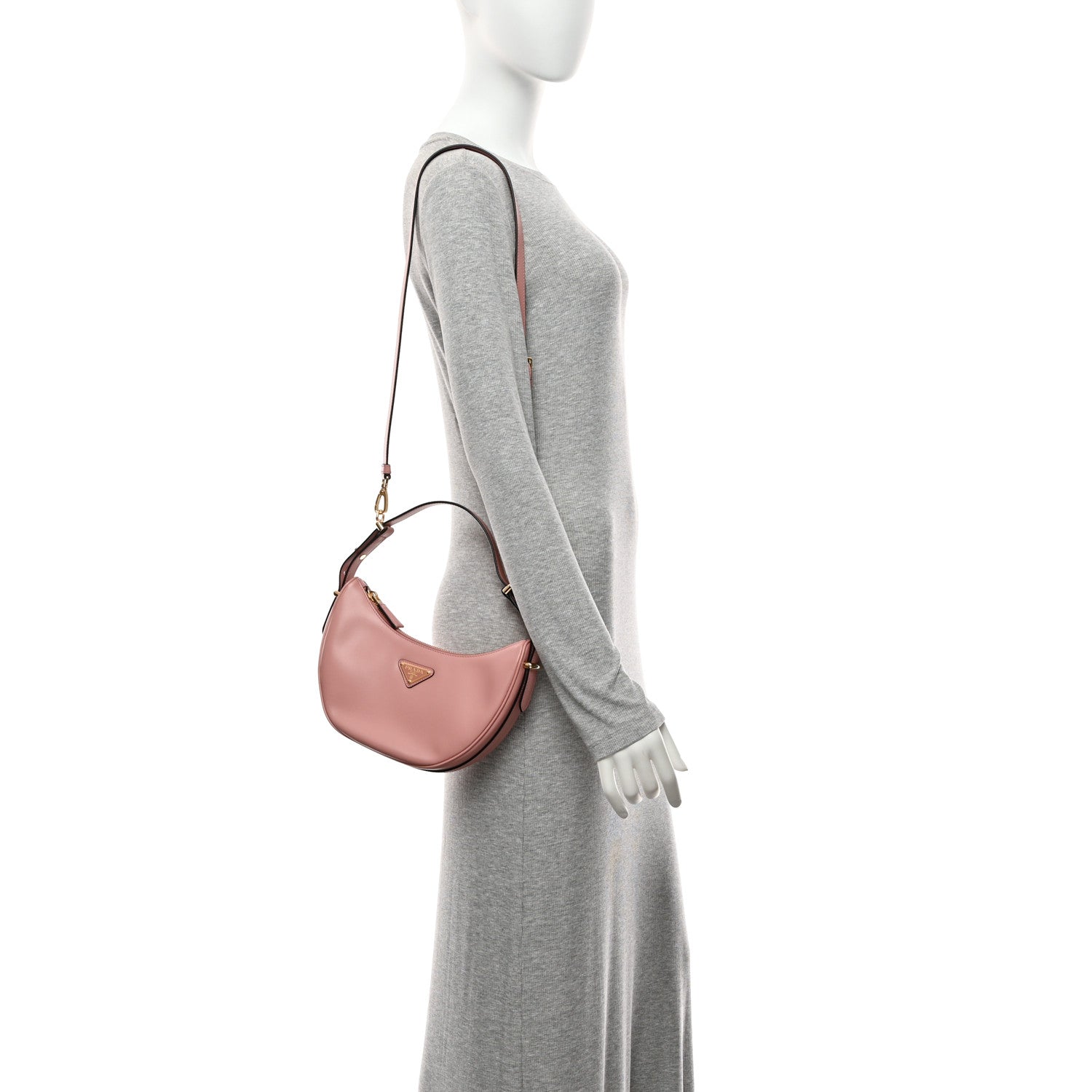 Prada Soft Calfskin Arque Shoulder Bag Alabastro 2 of 10