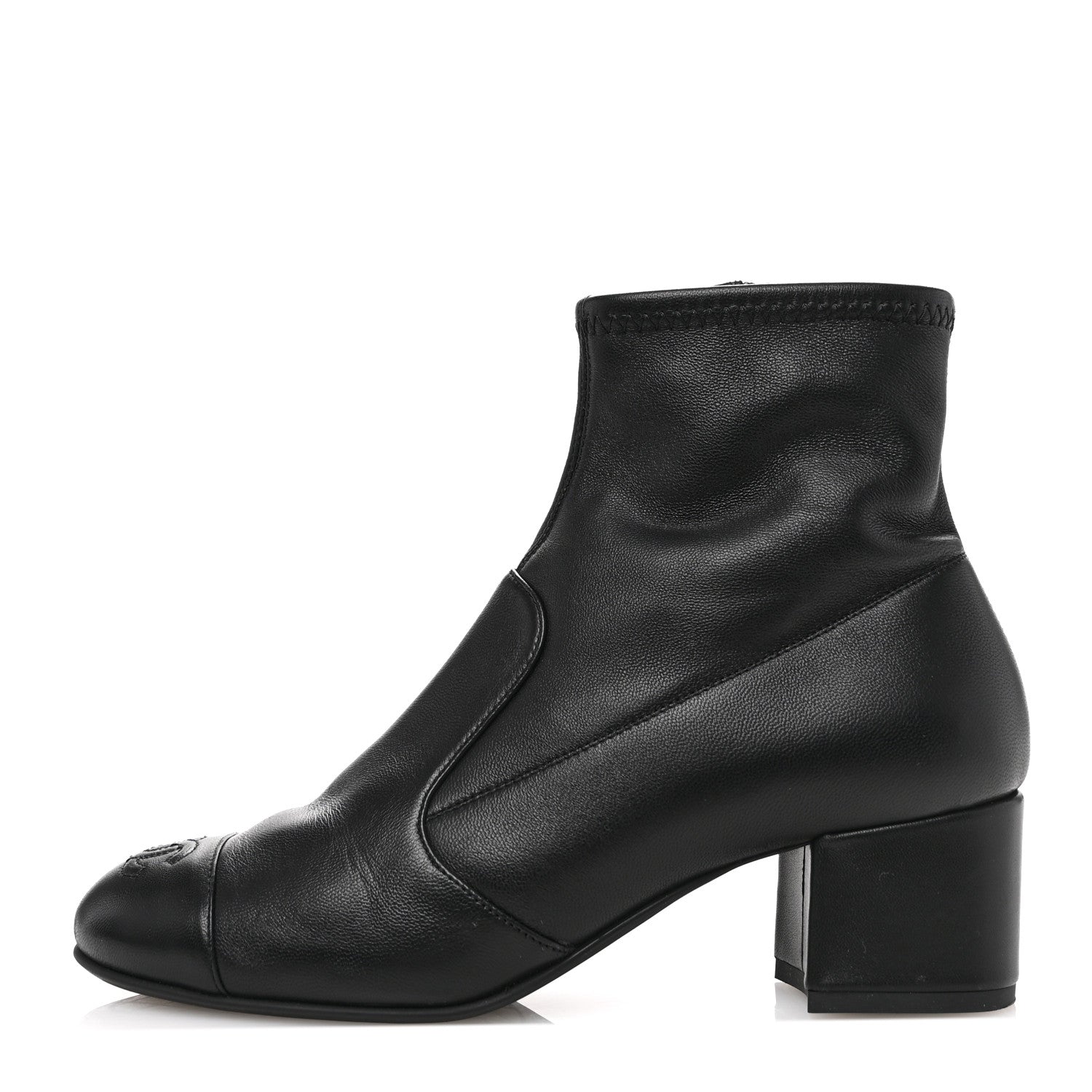 Chanel Stretch Lambskin Cap Toe CC Short Boots 37 Black 1 of 10