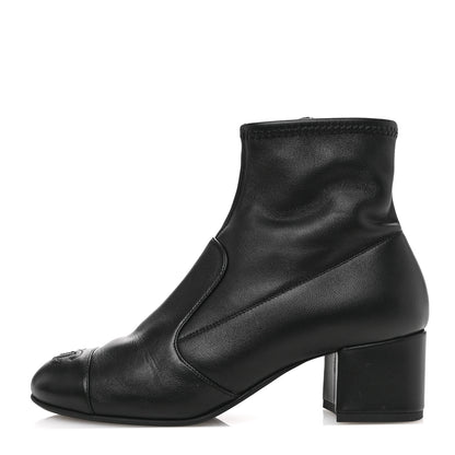 Chanel Stretch Lambskin Cap Toe CC Short Boots 37 Black 1 of 10