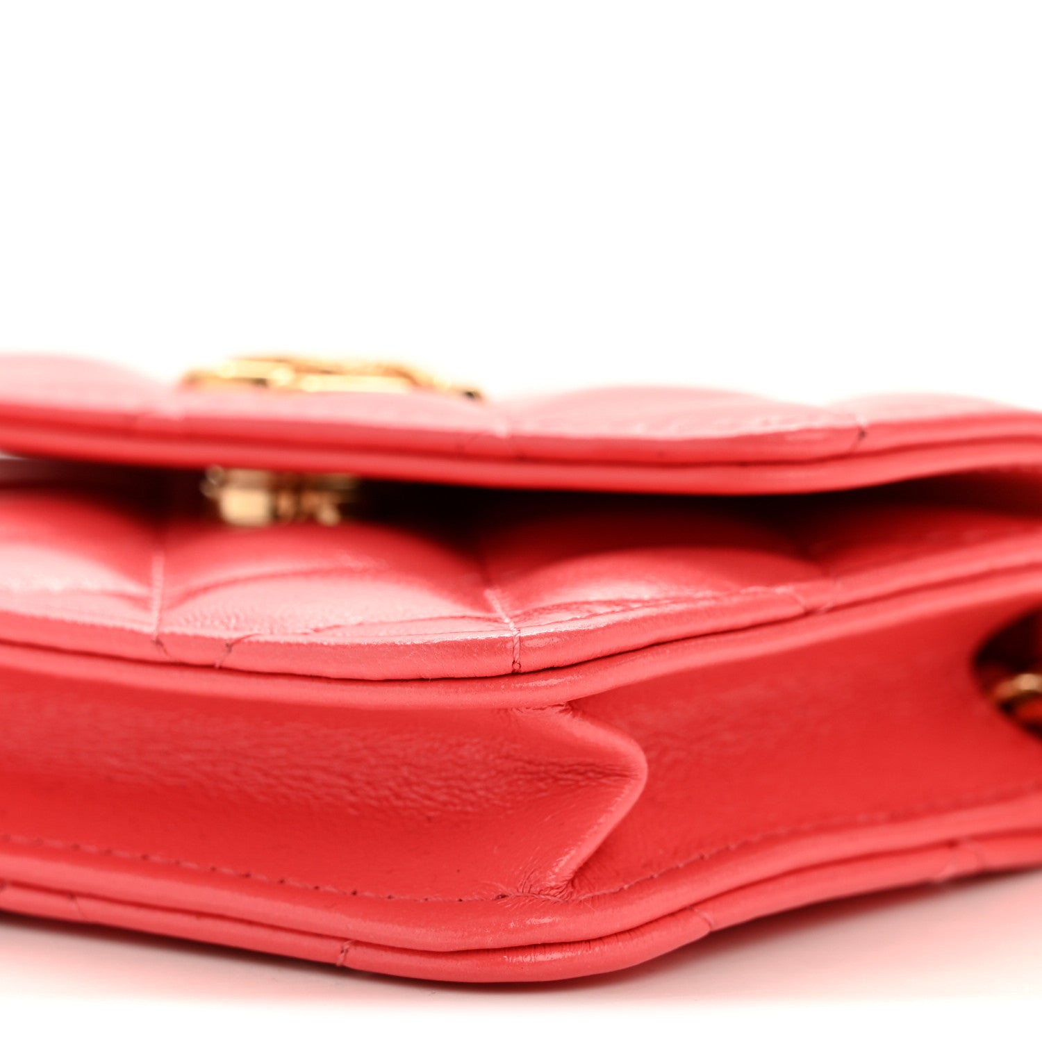 Chanel Shiny Lambskin Quilted Card Holder On Chain Pink 10 of 11