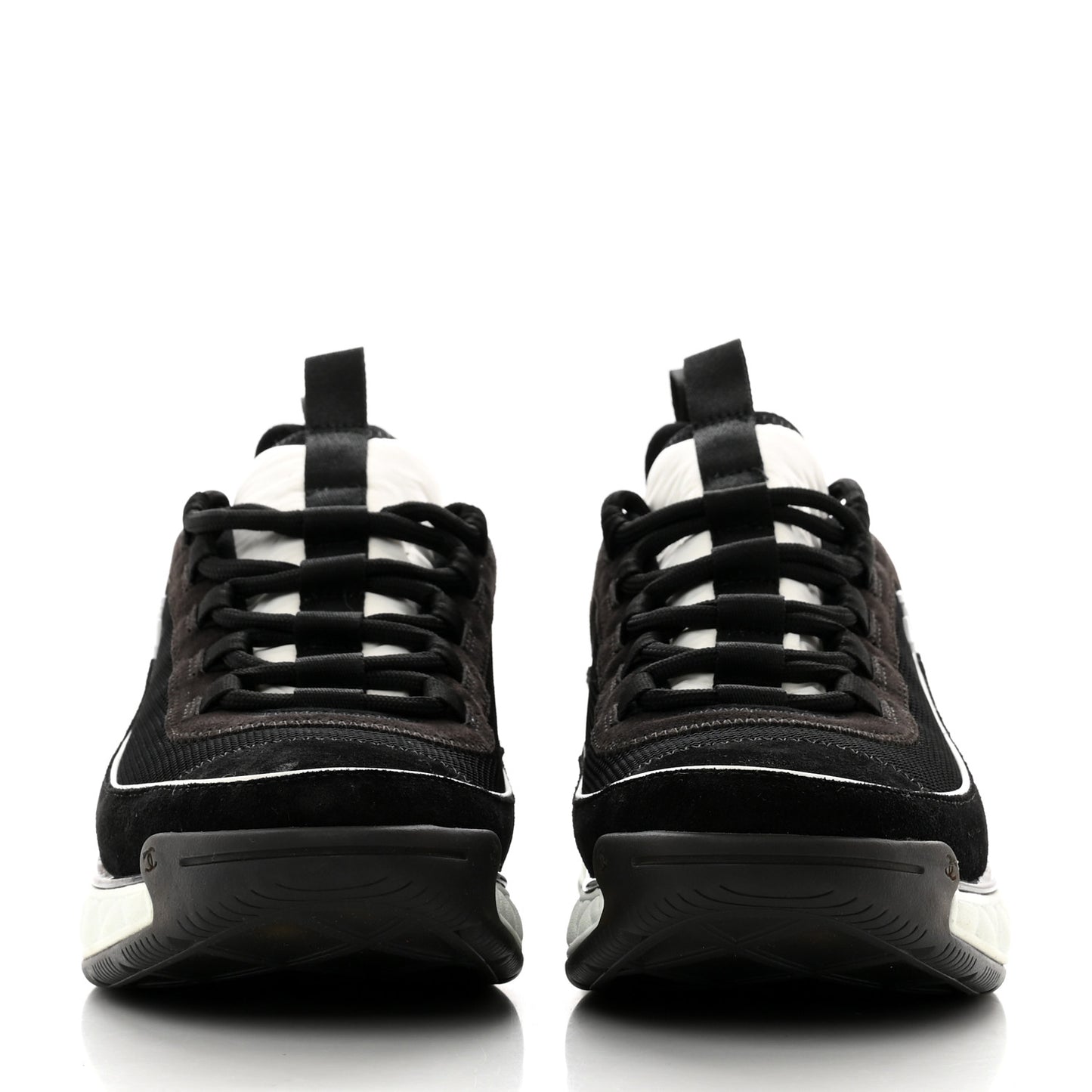 Velvet Calfskin Mixed Fibers CC Sneakers 41 Black