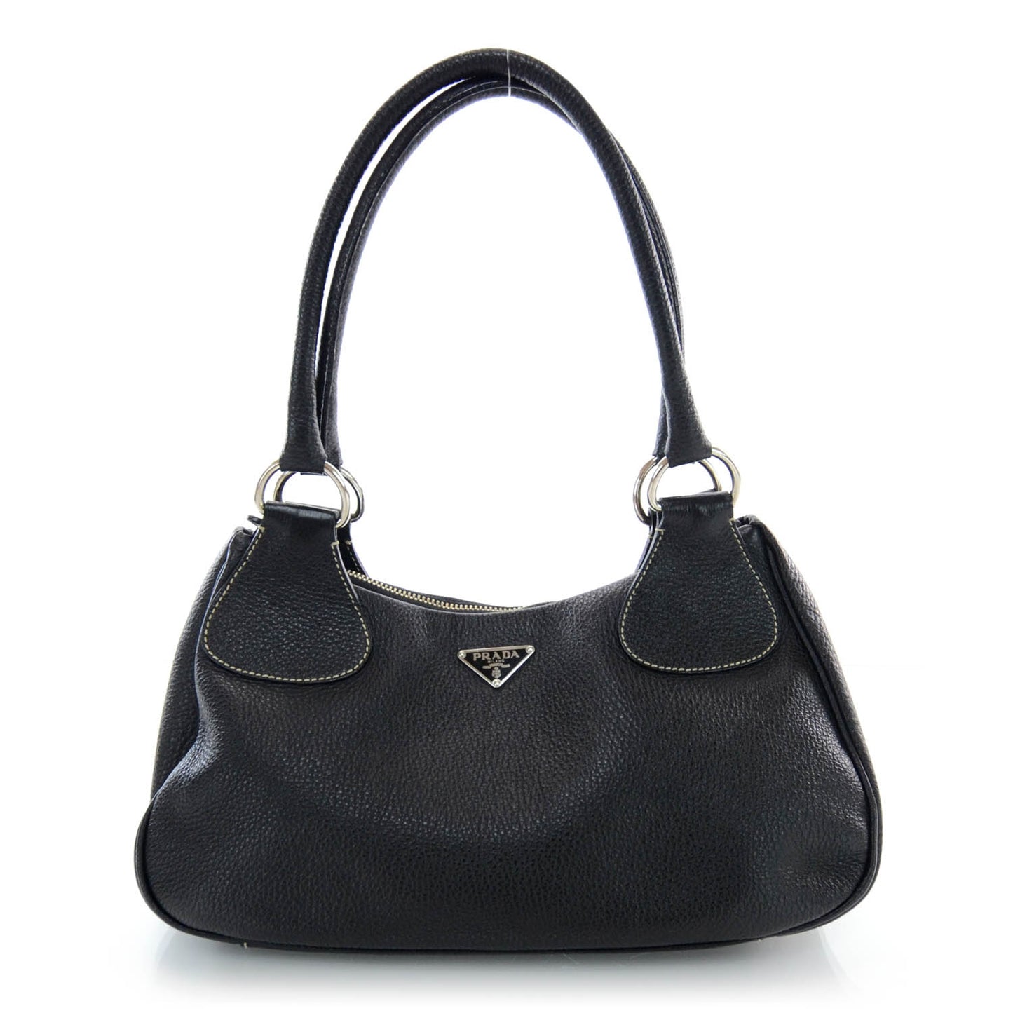 Vitello Daino Box Shoulder Bag Nero Black