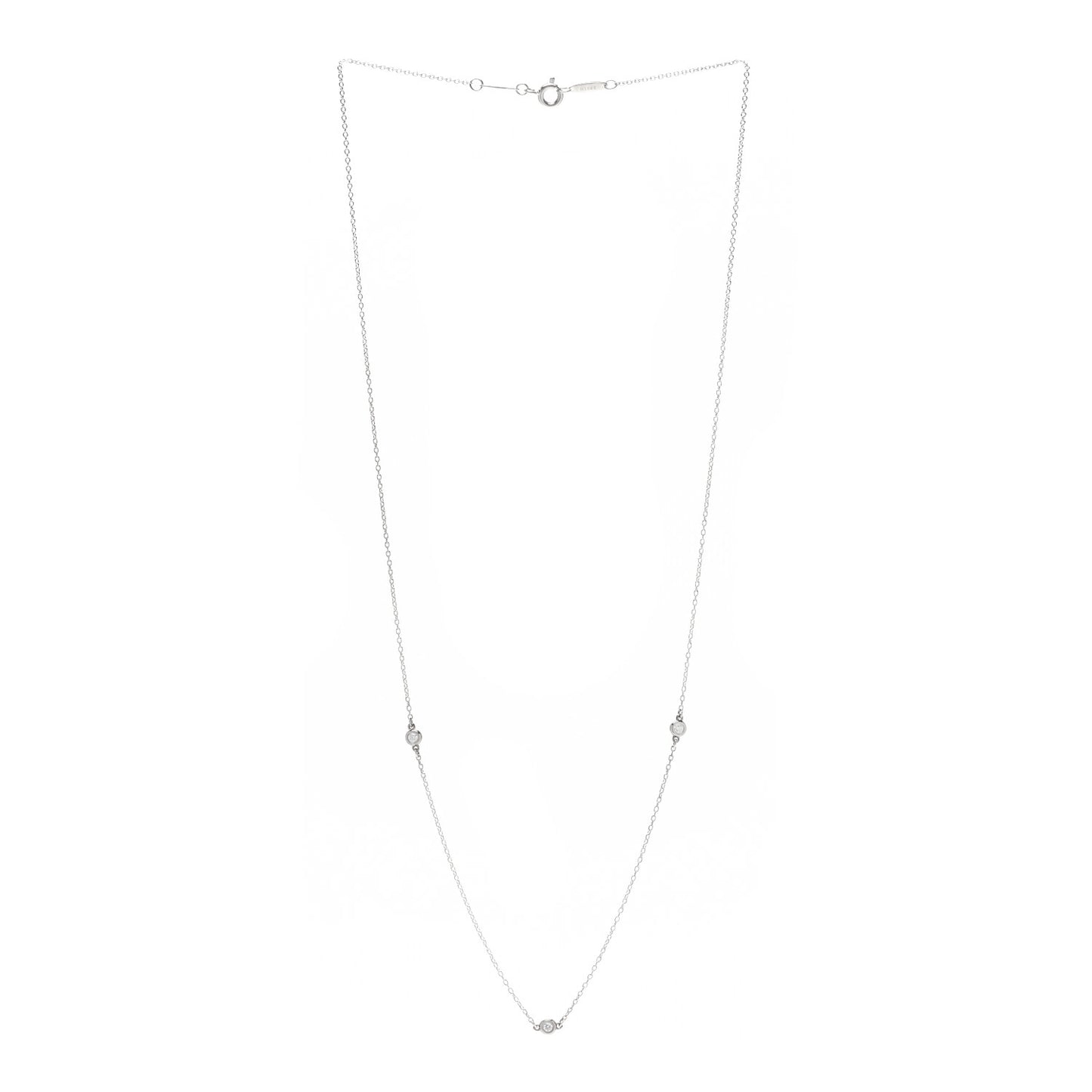 Sterling Silver Diamond .09ctw Elsa Peretti Diamonds by the Yard Three Station Necklace