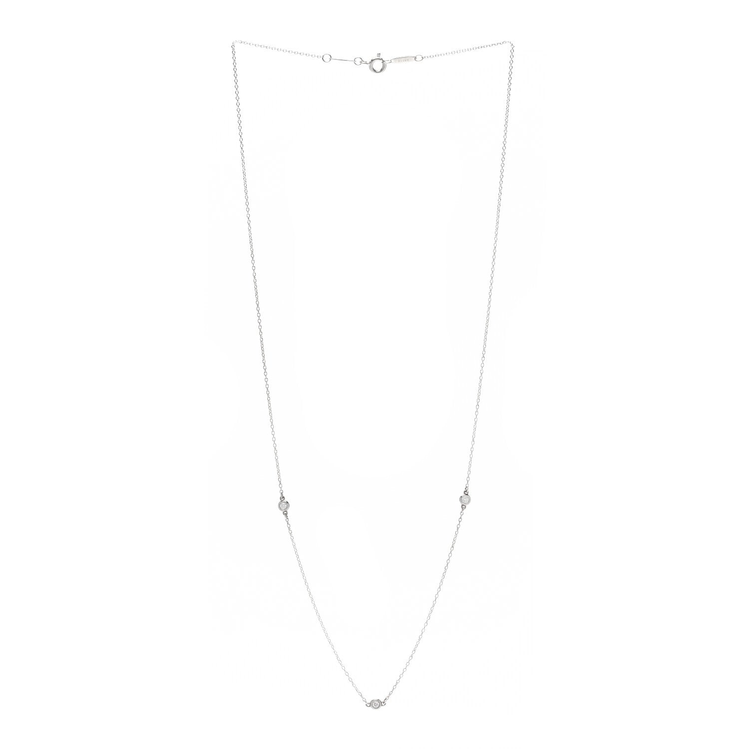 Tiffany Sterling Silver Diamond .09ctw Elsa Peretti Diamonds by the Yard Three Station Necklace 3 of 7