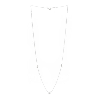Tiffany Sterling Silver Diamond .09ctw Elsa Peretti Diamonds by the Yard Three Station Necklace 3 of 7