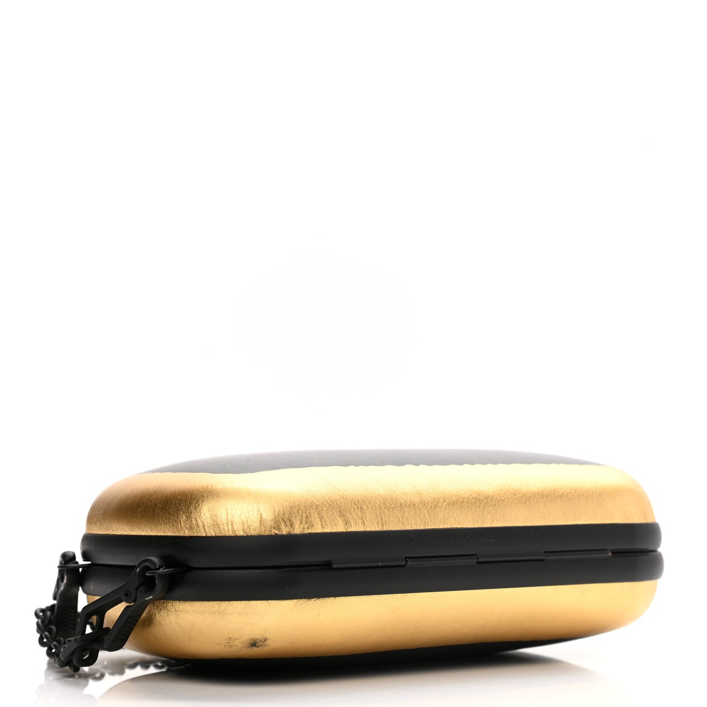 Gilded Waxed Leather Knot Clutch Gold Black