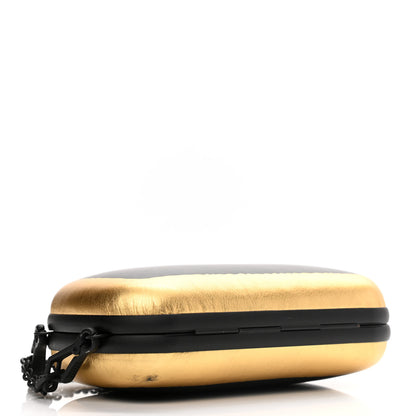 Bottega Veneta Gilded Waxed Leather Knot Clutch Gold Black 3 of 8