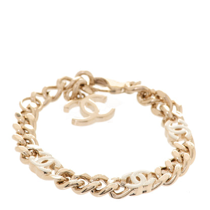 Chanel Enamel Metal CC Chain Bracelet Gold White 1 of 6