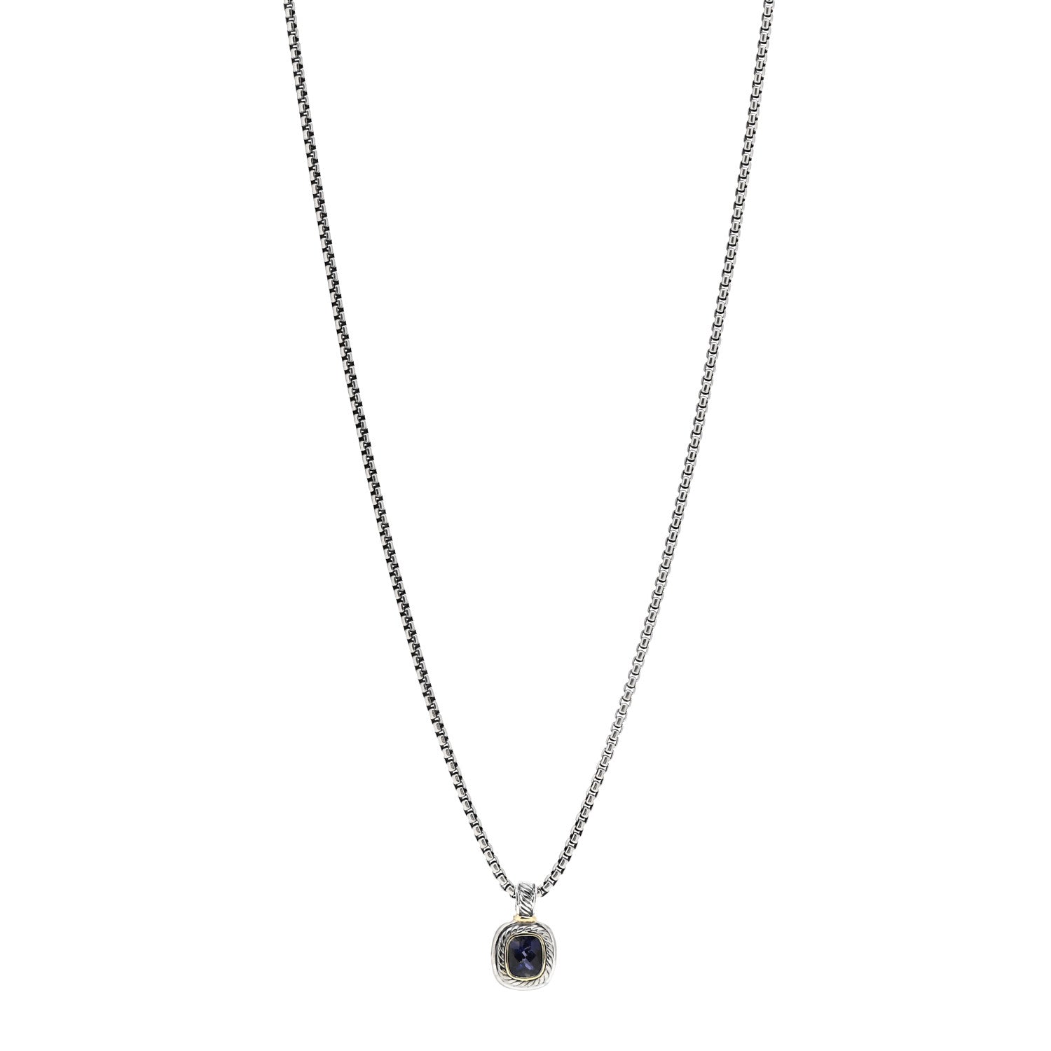 David Yurman Sterling Silver 14K Yellow Gold Iolite 10mm Albion Pendant Necklace 1 of 6