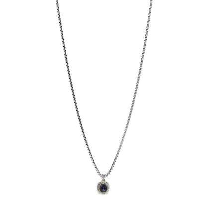 David Yurman Sterling Silver 14K Yellow Gold Iolite 10mm Albion Pendant Necklace 1 of 6