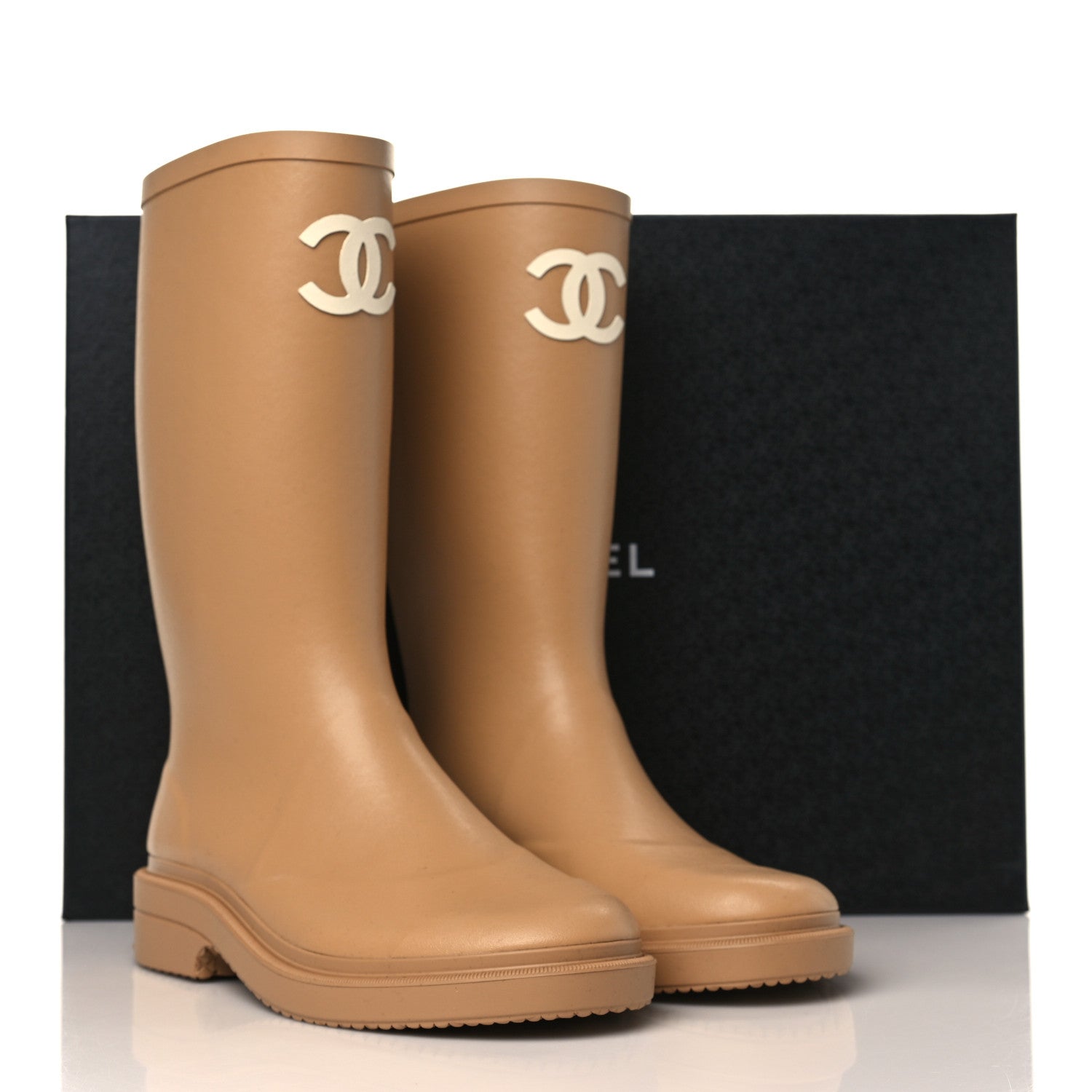 Chanel Caoutchouk CC High Boots 39 Beige 8 of 8