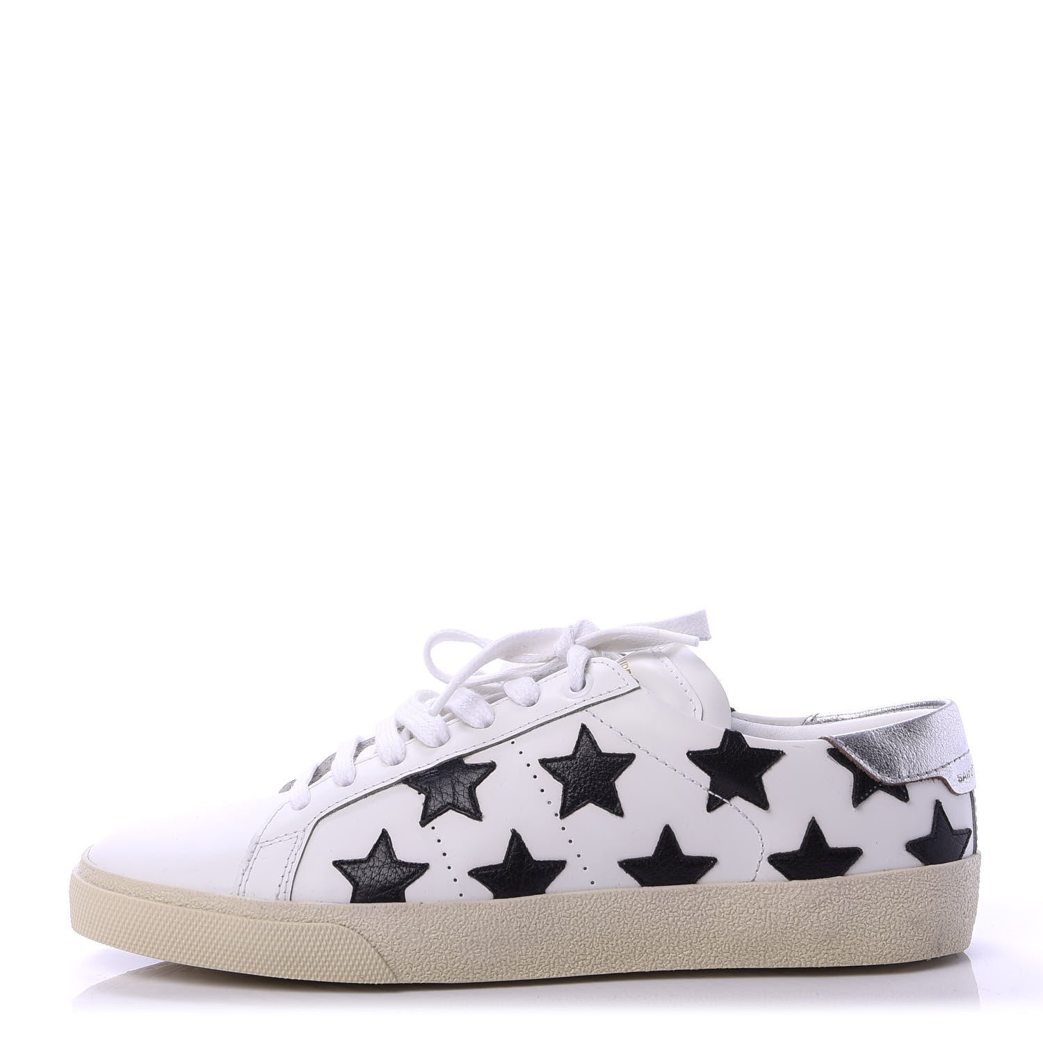 Saint Laurent Calfskin Star Court Sneakers 39 White Black 1 of 10