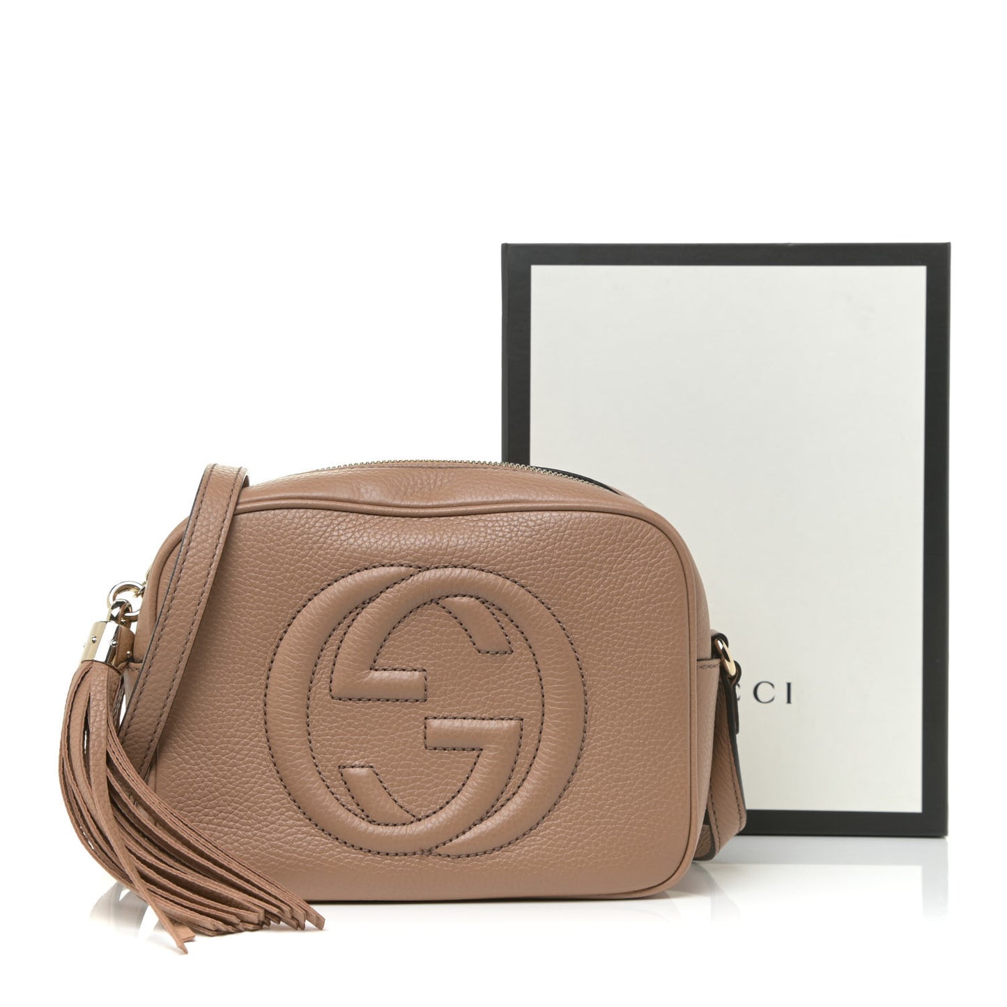 Pebbled Calfskin Small Soho Disco Bag Camelia
